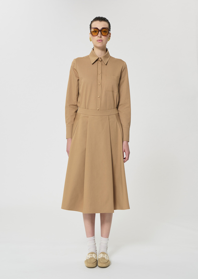 Joel Skirt beige cotton gabardine Miel TARA JARMON