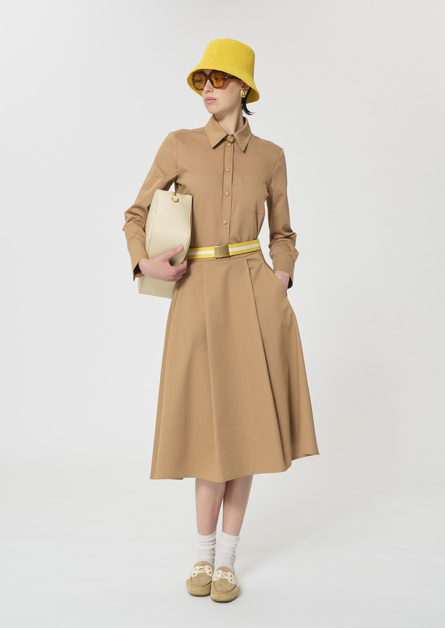 Joel Skirt beige cotton gabardine Miel TARA JARMON
