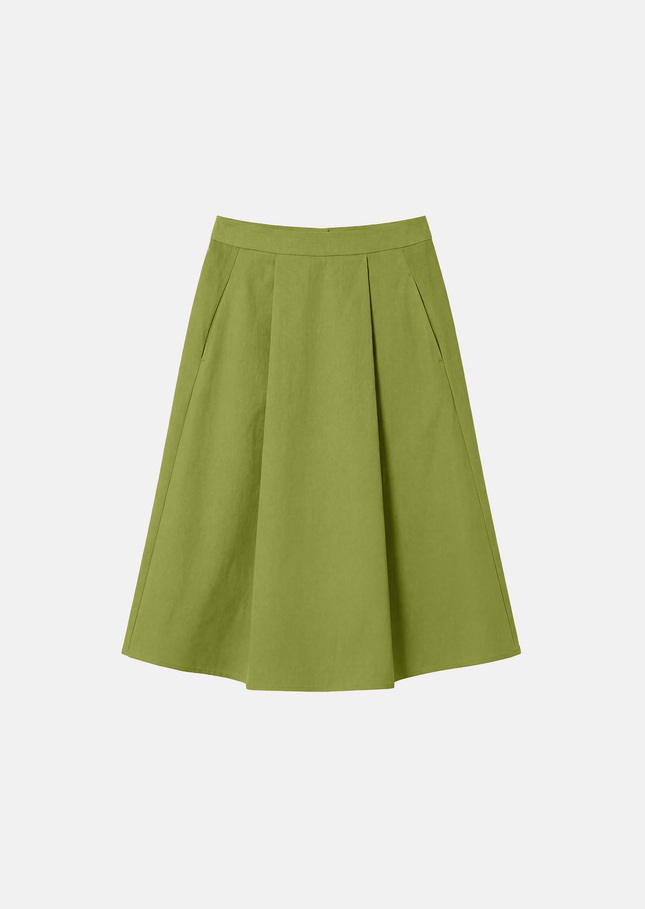 Joel Skirt green cotton gabardine Pomme TARA JARMON