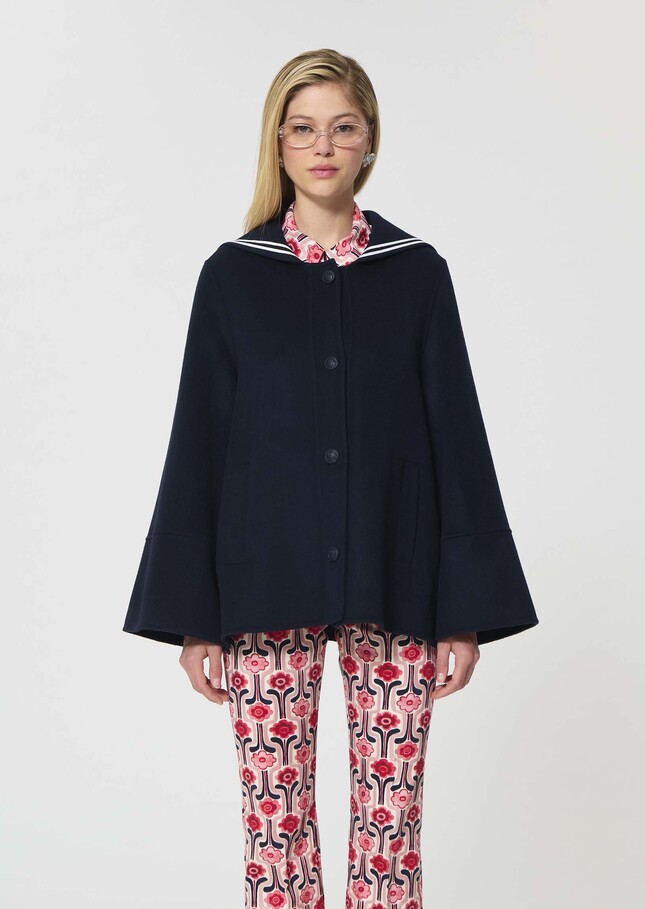 Melody Coat midnight blue double-faced wool Night TARA JARMON