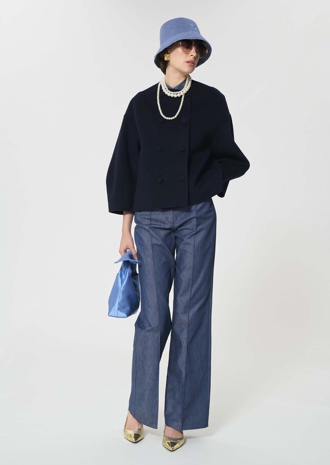 Milady Coat midnight blue double-faced wool Night TARA JARMON