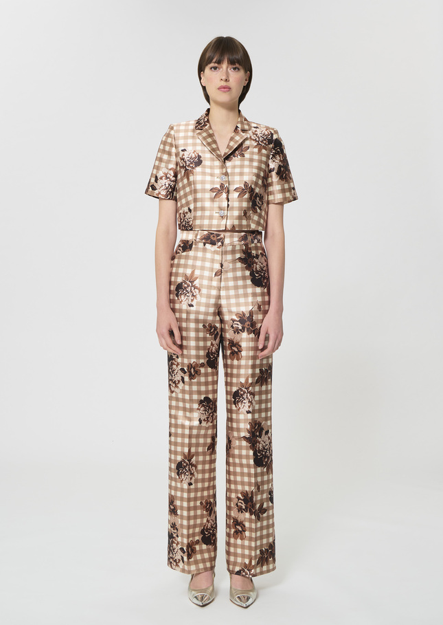 Premier Trousers beige gingham print Beige TARA JARMON