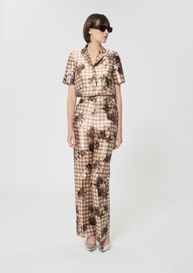 Premier Trousers beige gingham print Beige TARA JARMON