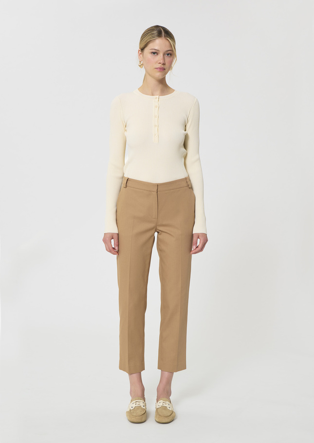 Polo Trousers beige cotton garbardine Miel TARA JARMON