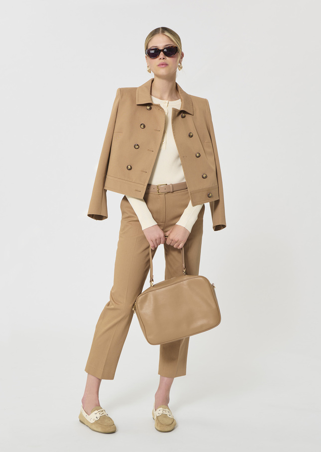 Polo Trousers beige cotton garbardine Miel TARA JARMON