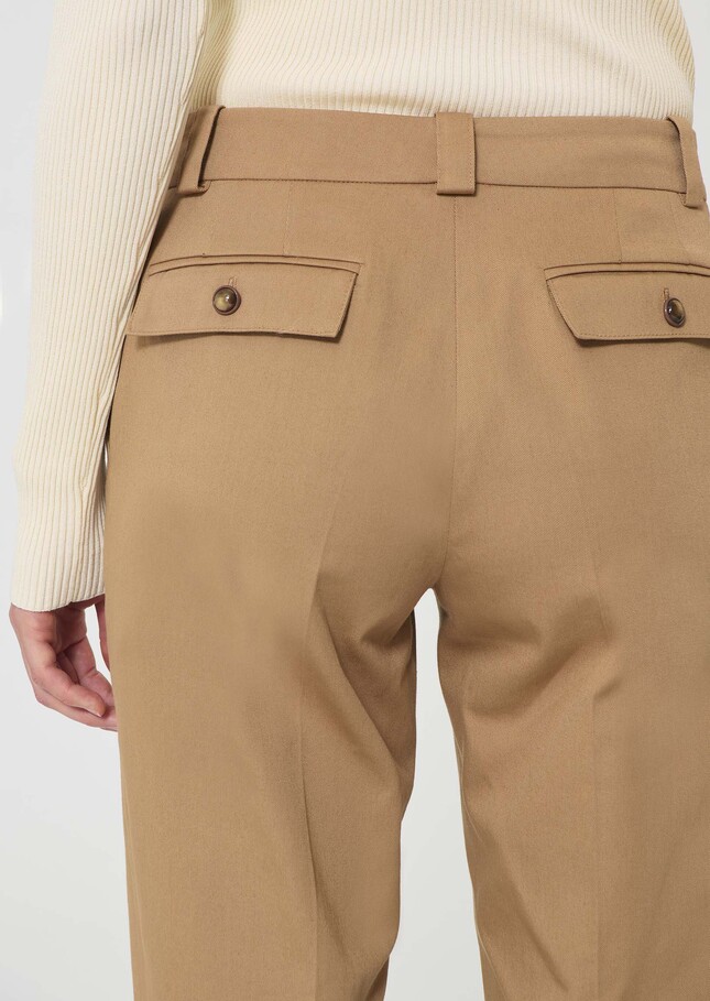 Polo Trousers beige cotton garbardine Miel TARA JARMON