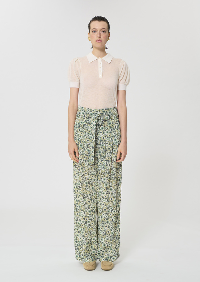 Pia Pants green floral print Vert anglais TARA JARMON