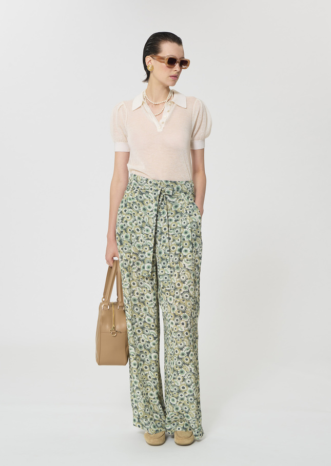 Pia Pants green floral print Vert anglais TARA JARMON