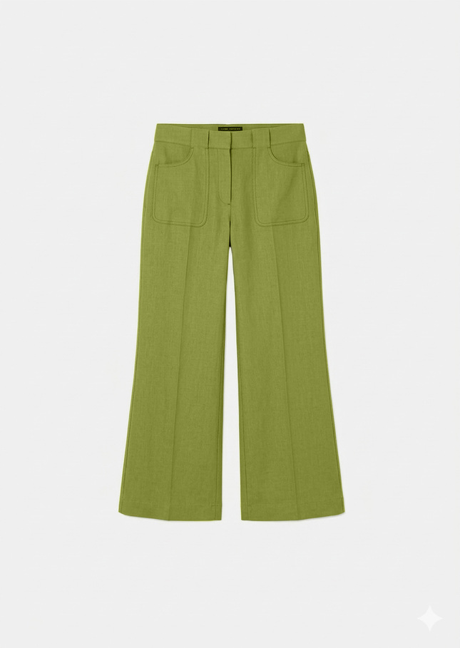 Pierrick trousers green cotton gabardine Pomme TARA JARMON