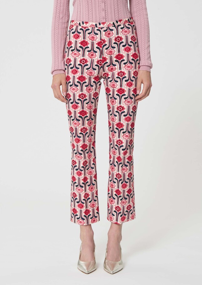 Paulino trousers pale pink retro print Blush TARA JARMON