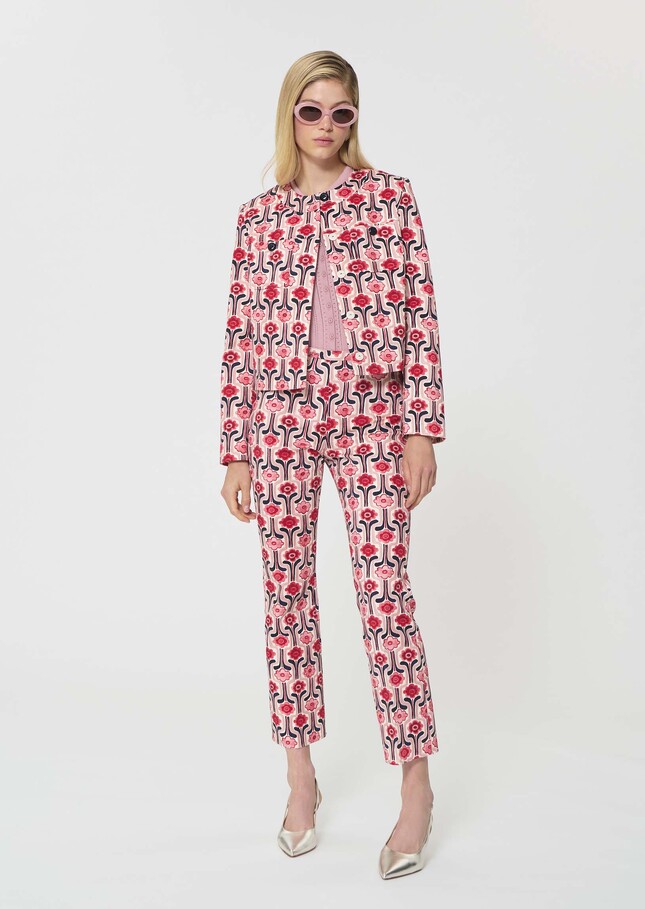 Paulino trousers pale pink retro print Blush TARA JARMON