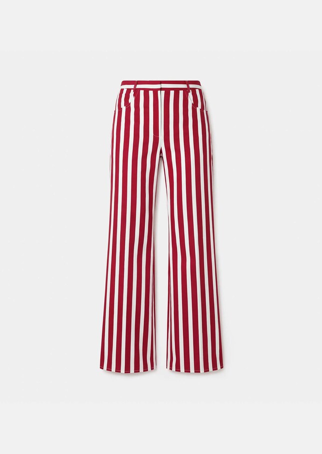 Prosper Trousers red striped linen and cotton Cerise TARA JARMON