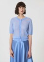 Gillie Vest sky blue in extra fine mohair Horizon, Off-white, Pomme TARA JARMON