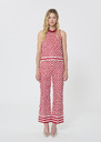 Pietro Pants red checkered pattern linen Cerise, Mimosa TARA JARMON