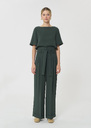 Pia Pants dark green in fluid crepe Blush, Cerise, Mimosa, Vert anglais TARA JARMON