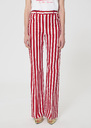 Prosper Trousers red striped linen and cotton Cerise TARA JARMON