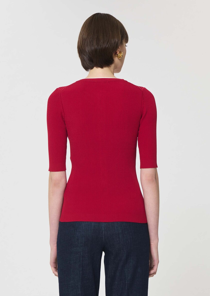 Gipsy Vest red ribbed knit Cerise TARA JARMON