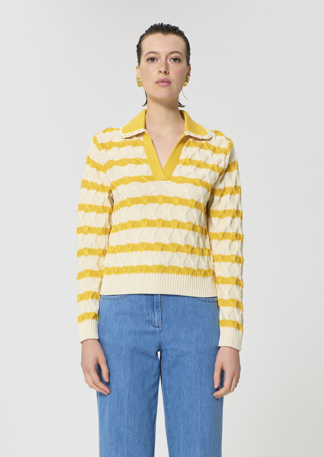 Paolina sweater yellow striped cotton Mimosa TARA JARMON