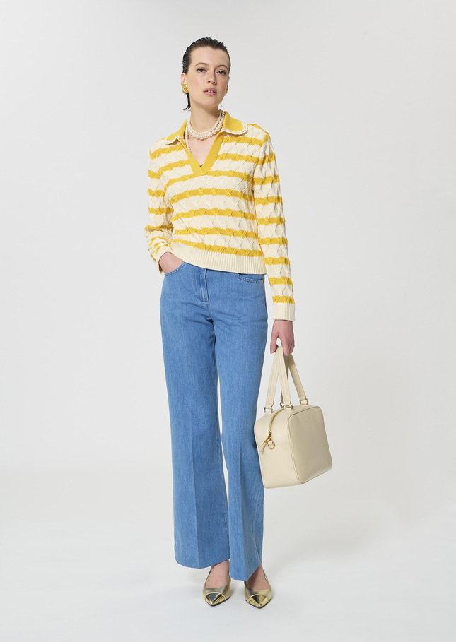 Paolina sweater yellow striped cotton Mimosa TARA JARMON