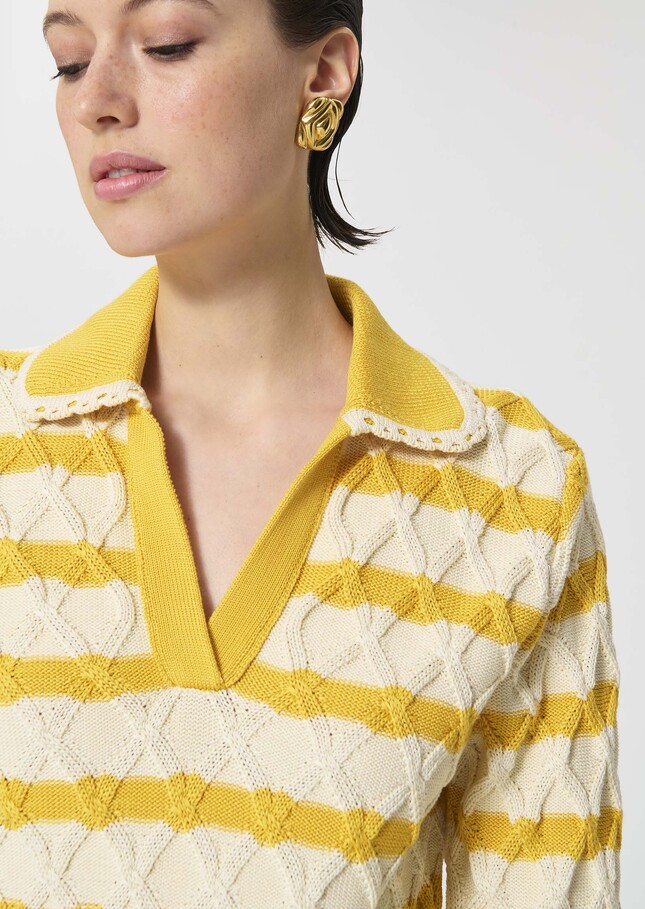 Paolina sweater yellow striped cotton Mimosa TARA JARMON