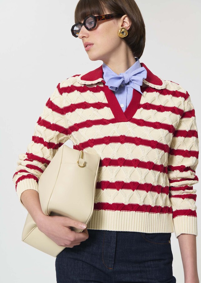 Paolina sweater red striped cotton Cerise TARA JARMON