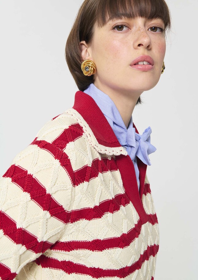 Paolina sweater red striped cotton Cerise TARA JARMON