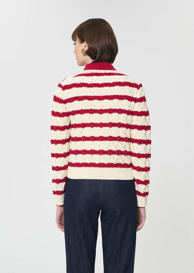Paolina sweater red striped cotton Cerise TARA JARMON