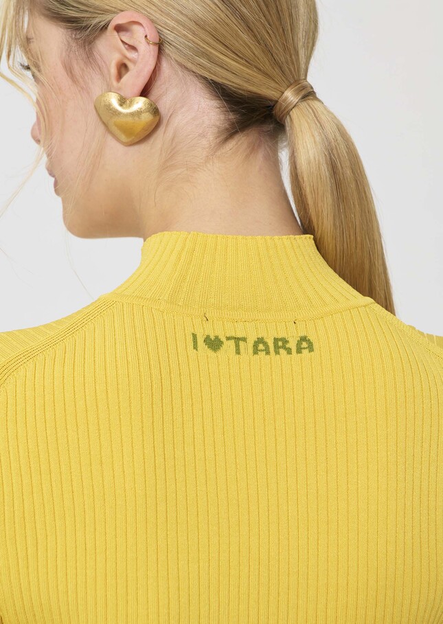 Perla Sweater yellow ribbed knit Mimosa TARA JARMON