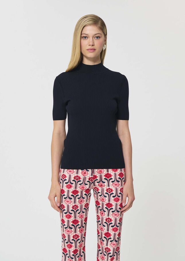 Perla Sweater midnight blue ribbed knit Night TARA JARMON