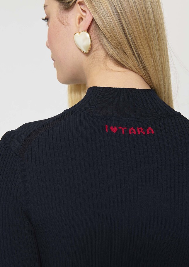 Perla Sweater midnight blue ribbed knit Night TARA JARMON