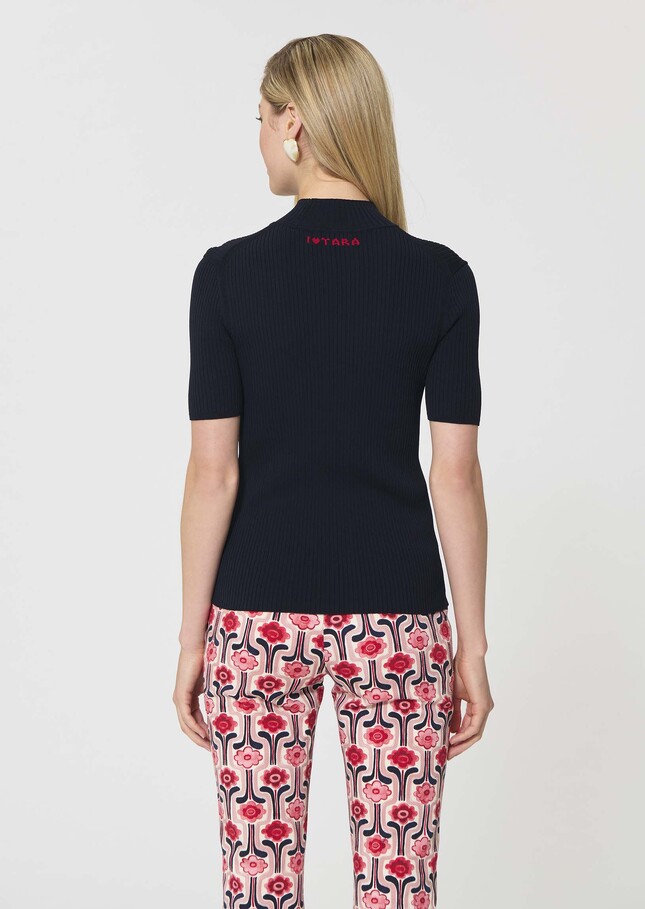 Perla Sweater midnight blue ribbed knit Night TARA JARMON