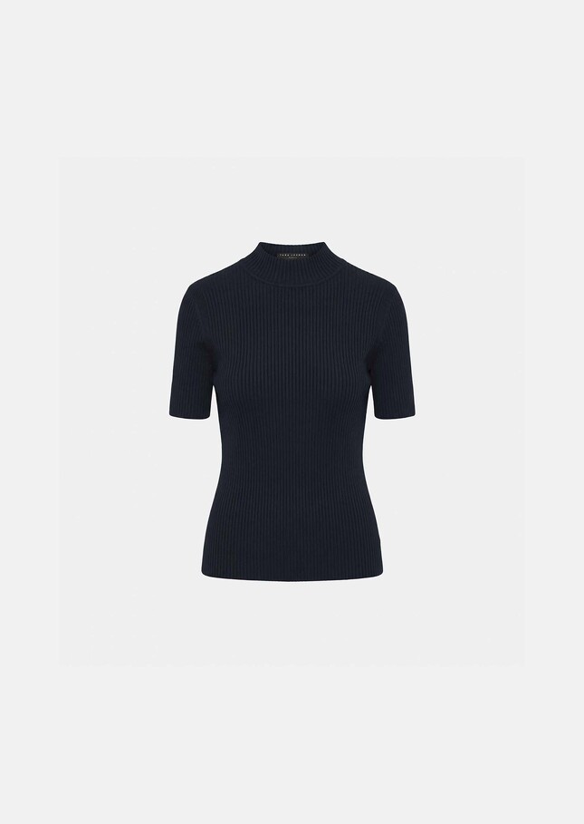 Perla Sweater midnight blue ribbed knit Night TARA JARMON