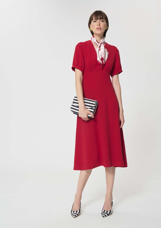 Robbie dress red in fluid crepe Cerise TARA JARMON