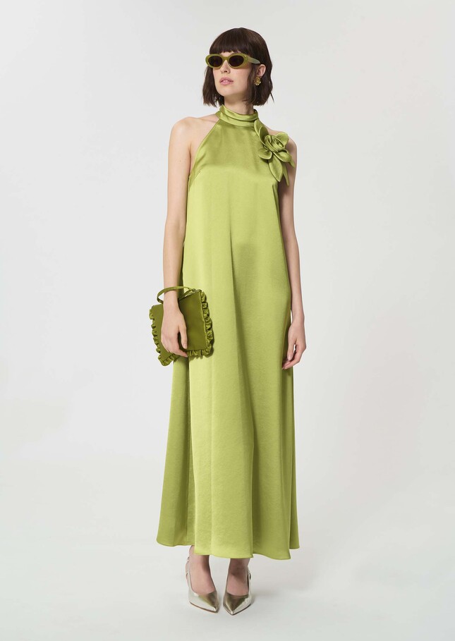 Rosso Dress green satin Anis TARA JARMON