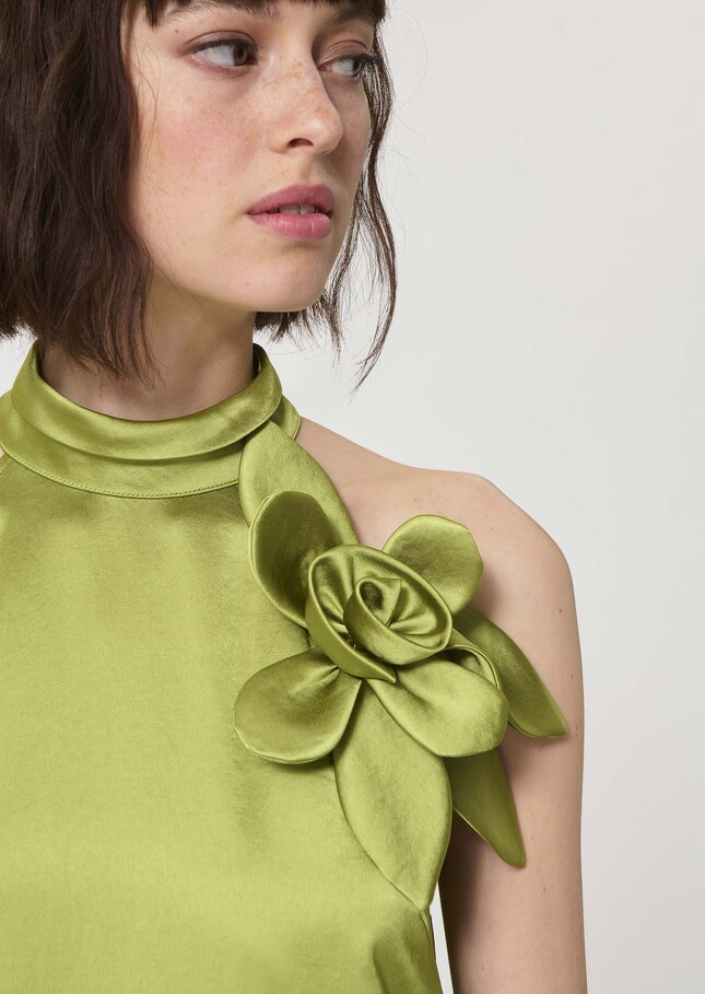 Rosso Dress green satin Anis TARA JARMON