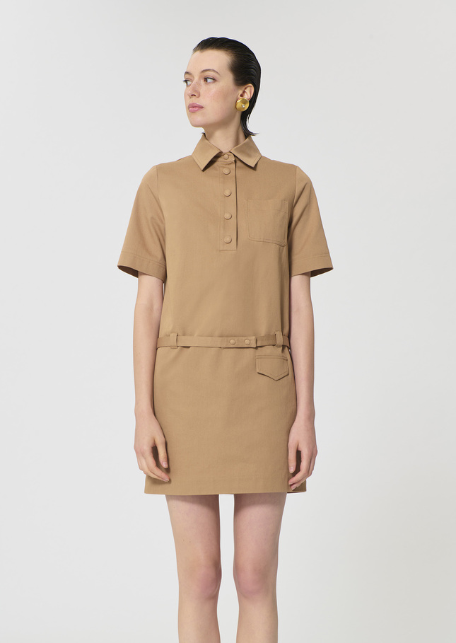Rivy Dress beige cotton garbardine Miel TARA JARMON