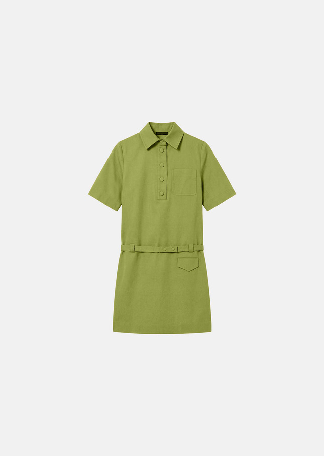 Rivy Dress green cotton gabardine Pomme TARA JARMON