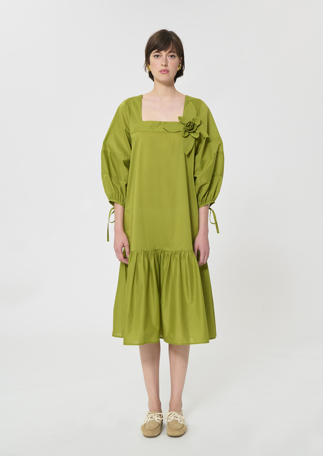 Roméa dress green cotton voile Pomme TARA JARMON