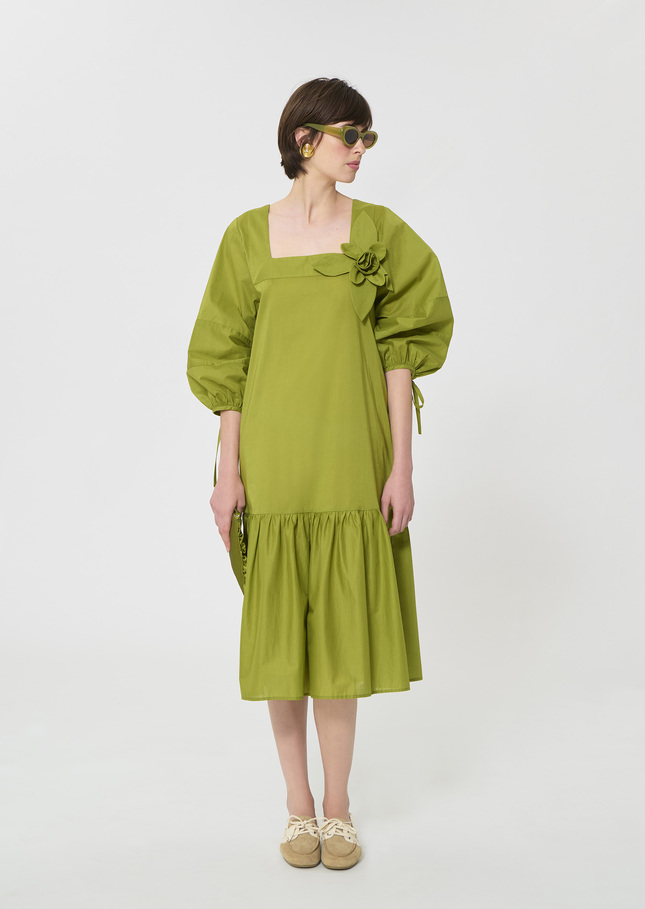 Roméa dress green cotton voile Pomme TARA JARMON