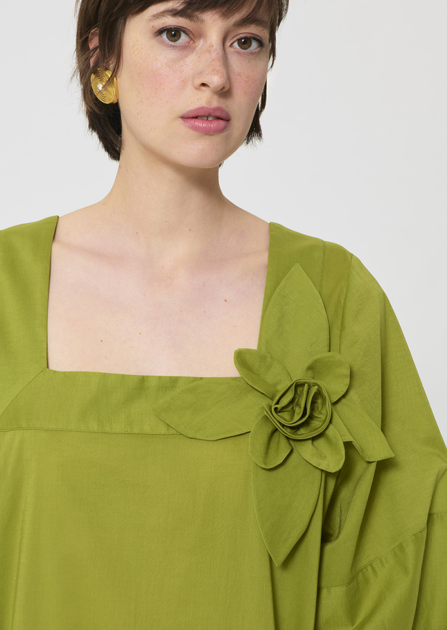 Roméa dress green cotton voile Pomme TARA JARMON