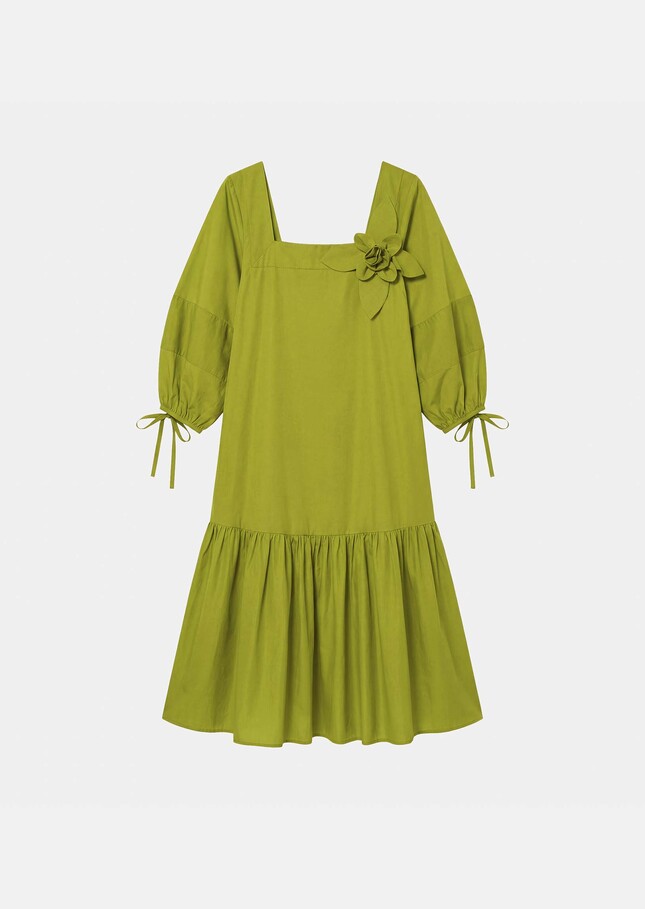 Roméa dress green cotton voile Pomme TARA JARMON