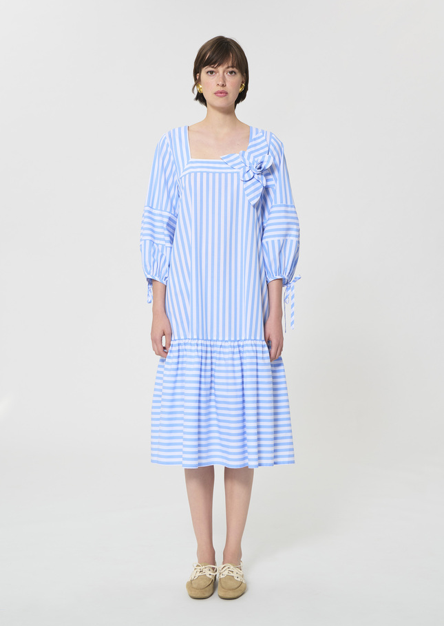 Roméa dress sky blue striped poplin Horizon TARA JARMON