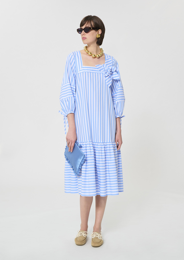 Roméa dress sky blue striped poplin Horizon TARA JARMON