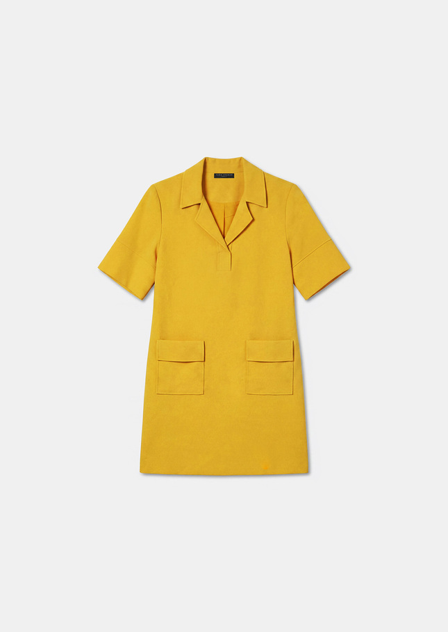 Rock Dress yellow in fluid crepe Mimosa TARA JARMON