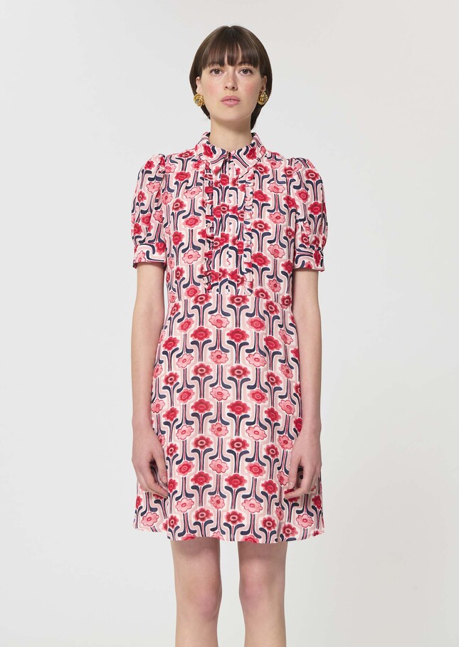 Ricci Dress pale pink retro print Blush TARA JARMON