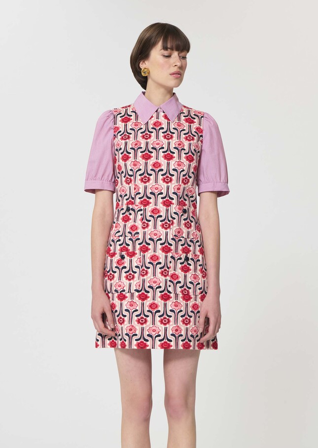 Russel Dress pale pink retro print Blush TARA JARMON