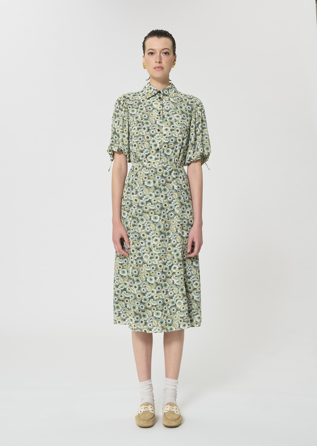 Rachel Dress green floral print Vert anglais TARA JARMON