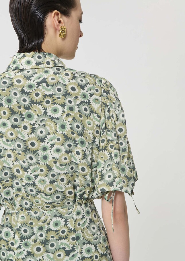 Rachel Dress green floral print Vert anglais TARA JARMON