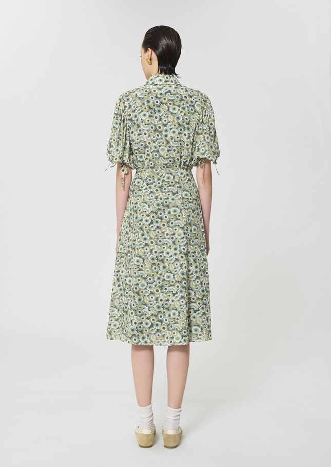 Rachel Dress green floral print Vert anglais TARA JARMON
