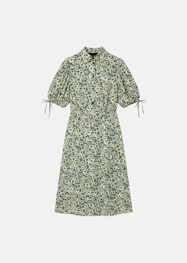 Rachel Dress green floral print Vert anglais TARA JARMON